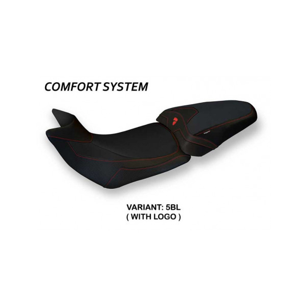 HOUSSE DE SELLE COMPATIBLE DUCATI MULTISTRADA 1200/1260 (15-20) MODÈLE PATNA 2 - Couleur : NOIR, Type : CONFORT, Logo : AVEC LOGO
