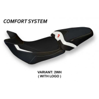 HOUSSE DE SELLE COMPATIBLE DUCATI MULTISTRADA 1200/1260 (15-20) MODÈLE PATNA 2 - Logo : AVEC LOGO, Couleur : BLANC, Type : CONFORT
