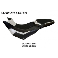 HOUSSE DE SELLE COMPATIBLE  DUCATI MULTISTRADA 950 (17-21) MODÈLE PRAGA 1 - Couleur : BLANC, Type : CONFORT, Logo : AVEC LOGO