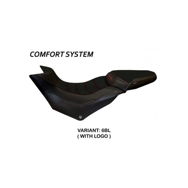 HOUSSE DE SELLE COMPATIBLE  DUCATI MULTISTRADA 950 (17-21) MODÈLE PRAGA 1 - Logo : AVEC LOGO, Couleur : ROUGE, Type : CONFORT