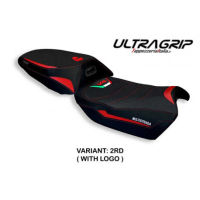 HOUSSE DE SELLE COMPATIBLE  DUCATI MULTISTRADA V4 (21-22) MODÈLE ADELAIDE - Couleur : BLANC, Logo : AVEC LOGO, Type : ULTRAGRIP