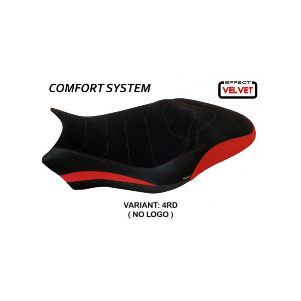 HOUSSE DE SELLE COMPATIBLE DUCATI MONSTER 797 (17-20) MODÈLE OVADA 1 VELVET - Logo : AVEC LOGO, Couleur : BLANC, Type : CONFORT