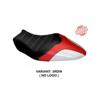 HOUSSE DE SELLE COMPATIBLE  DUCATI MONSTER 821/1200 (14-16) MODÈLE ROVIGO SPECIA - Logo : AVEC LOGO, Couleur : BLANC ROUGE, Type : STANDARD 
