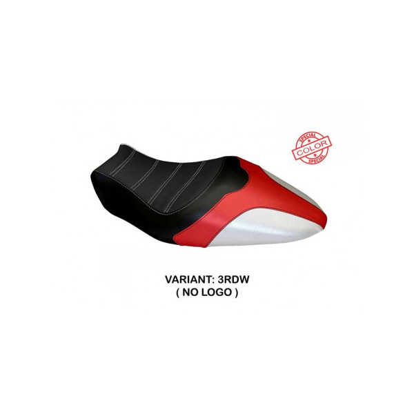 HOUSSE DE SELLE COMPATIBLE  DUCATI MONSTER 821/1200 (14-16) MODÈLE ROVIGO SPECIA - Logo : AVEC LOGO, Couleur : BLANC ROUGE, Type : STANDARD