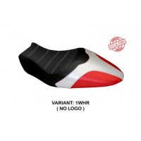 HOUSSE DE SELLE COMPATIBLE  DUCATI MONSTER 821/1200 (14-16) MODÈLE ROVIGO SPECIA - Type : STANDARD, Logo : AVEC LOGO, Couleur : BLANC ROUGE