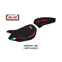 HOUSSE DE SELLE COMPATIBLE  DUCATI PANIGALE 1299 (15-18) MODÈLE PARIS VELVET - Logo : AVEC LOGO, Couleur : ROUGE, Type : STANDARD 