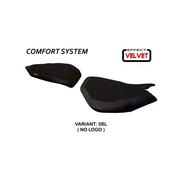 HOUSSE DE SELLE COMPATIBLE  DUCATI PANIGALE 1299 (15-18) MODÈLE LEIDEN VELVET - Logo : AVEC LOGO, Couleur : NOIR, Type : CONFORT