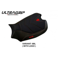 HOUSSE DE SELLE COMPATIBLE  DUCATI PANIGALE V4 (18-22) MODÈLE WANAKA 1 - Logo : AVEC LOGO, Couleur : ROUGE, Type : ULTRAGRIP 