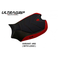 HOUSSE DE SELLE COMPATIBLE  DUCATI PANIGALE V4 (18-22) MODÈLE WANAKA 1 - Logo : AVEC LOGO, Couleur : ROUGE, Type : ULTRAGRIP