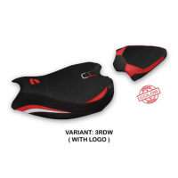 HOUSSE DE SELLE COMPATIBLE  DUCATI PANIGALE V2 (20-22) MODÈLE TULCEA - Logo : AVEC LOGO, Couleur : NOIR, Type : STANDARD