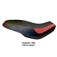 HOUSSE DE SELLE COMPATIBLE  DUCATI SCRAMBLER 400/800/1100 (15-22) MODÈLE CAPRI - Logo : AVEC LOGO, Couleur : JAUNE, Type : STANDARD