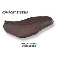 HOUSSE DE SELLE COMPATIBLE  DUCATI SCRAMBLER 400/800/1100 (15-22) MODÈLE VINTAGE - Couleur : NOIR, Type : CONFORT, Logo : AVEC LOGO