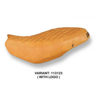 HOUSSE DE SELLE COMPATIBLE  DUCATI SCRAMBLER 400/800/1100 (15-22) MODÈLE VINTAGE - Couleur : NOIR, Type : CONFORT, Logo : AVEC LOGO