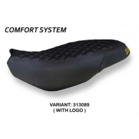 HOUSSE DE SELLE COMPATIBLE  DUCATI SCRAMBLER 400/800/1100 (15-22) MODÈLE VINTAGE - Logo : AVEC LOGO, Couleur : BRIQUE, Type : CONFORT 