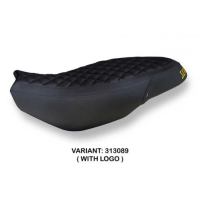 HOUSSE DE SELLE COMPATIBLE  DUCATI SCRAMBLER 400/800/1100 (15-22) MODÈLE VINTAGE - Couleur : NOIR, Type : STANDARD, Logo : AVEC LOGO
