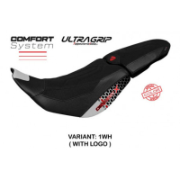 HOUSSE DE SELLE COMPATIBLE DUCATI DESERT-X (2022) MODÈLE THAR SPECIAL COLOR - Logo : AVEC LOGO, Couleur : BLANC, Type : ULTRAGRIP 