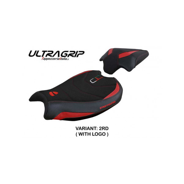 HOUSSE DE SELLE COMPATIBLE DUCATI STREETFIGHTER V2 (2022) MODÈLE MINA - Logo : AVEC LOGO, Couleur : ROUGE, Type : CONFORT