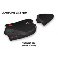 HOUSSE DE SELLE COMPATIBLE DUCATI STREETFIGHTER V4 (20-22) MODÈLE ALBENA - Couleur : ROUGE OR, Type : CONFORT, Logo : AVEC LOGO