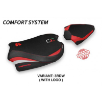 HOUSSE DE SELLE COMPATIBLE DUCATI STREETFIGHTER V4 (20-22) MODÈLE ALBENA - Logo : AVEC LOGO, Couleur : ROUGE OR, Type : CONFORT