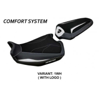 HOUSSE DE SELLE COMPATIBLE DUCATI MONSTER 937 (21-22) MODÈLE LINOSA STANDARD, RO - Couleur : BLANC, Type : CONFORT, Logo : AVEC LOGO