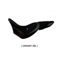 HOUSSE DE SELLE COMPATIBLE  DUCATI X DIAVEL (16-22) MODÈLE FERRARA STANDARD, NOI - Logo : AVEC LOGO, Couleur : ARGENT, Type : STANDARD 