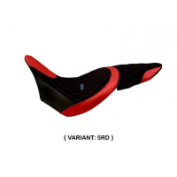 HOUSSE DE SELLE COMPATIBLE  DUCATI X DIAVEL (16-22) MODÈLE FERRARA STANDARD, NOI - Type : STANDARD, Logo : AVEC LOGO, Couleur : ARGENT