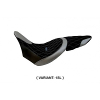 HOUSSE DE SELLE COMPATIBLE  DUCATI X DIAVEL (16-22) MODÈLE FERRARA STANDARD, NOI - Logo : AVEC LOGO, Couleur : ARGENT, Type : STANDARD