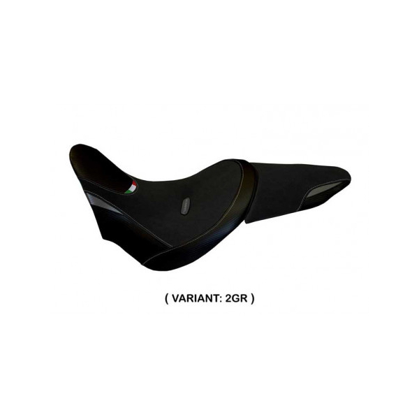 HOUSSE DE SELLE COMPATIBLE  DUCATI X DIAVEL (16-22) MODÈLE CASTELBUONO - Logo : AVEC LOGO, Couleur : GRIS GRIS, Type : STANDARD
