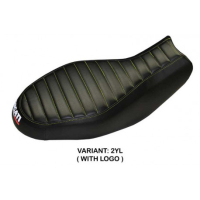HOUSSE DE SELLE COMPATIBLE  DUCATI SCRAMBLER 400/800/1100 (15-22) MODÈLE PROCIDA - Logo : AVEC LOGO, Couleur : JAUNE, Type : STANDARD