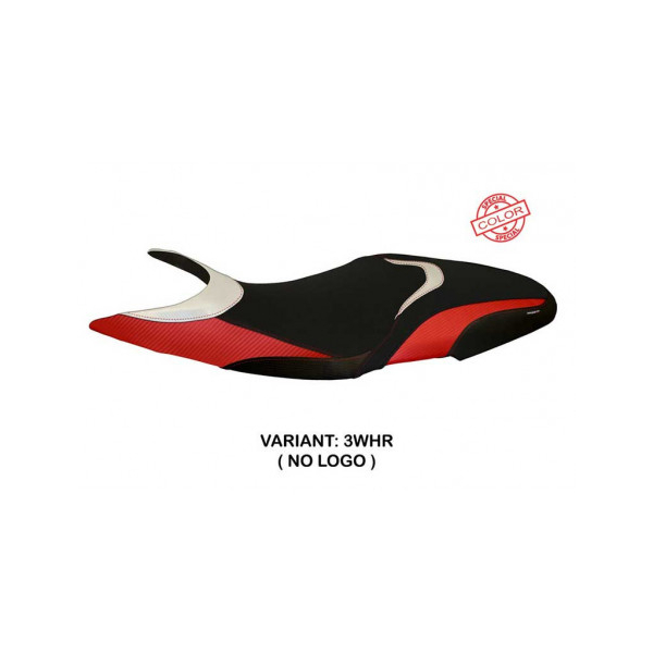 HOUSSE DE SELLE COMPATIBLE DUCATI SUPER SPORT (17-22) MODÈLE MASSA SPECIAL COLOR - Logo : AVEC LOGO, Couleur : BLANC ROUGE, Type : STANDARD