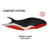 HOUSSE DE SELLE COMPATIBLE DUCATI SUPER SPORT (17-22) MODÈLE PISTOIA SPECIAL COL - Logo : AVEC LOGO, Type : ULTRAGRIP, Couleur : BLANC ROUGE