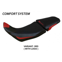 HOUSSE DE SELLE COMPATIBLE HONDA AFRICA TWIN 1100 (20-22) MODÈLE DELINE - Couleur : BLANC, Type : CONFORT, Logo : AVEC LOGO