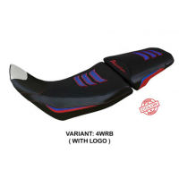 HOUSSE DE SELLE COMPATIBLE HONDA AFRICA TWIN 1100 (20-22) MODÈLE DELINE SPECIAL - Type : CONFORT, Logo : AVEC LOGO, Couleur : BLEU BLANC