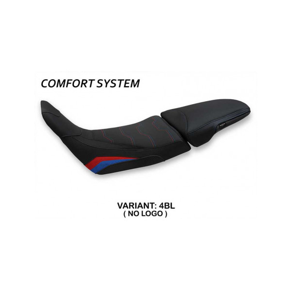 HOUSSE DE SELLE COMPATIBLE HONDA AFRICA TWIN 1100 MODÈLE ADVENTURE SPORT (20-22) - Type : CONFORT, Logo : AVEC LOGO, Couleur : BLANC ROUGE BLEU
