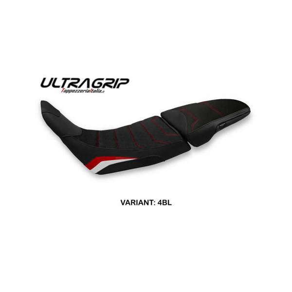 HOUSSE DE SELLE COMPATIBLE HONDA AFRICA TWIN 1100 (20-22) MODÈLE KHUM - Logo : AVEC LOGO, Type : ULTRAGRIP, Couleur : BLANC ROUGE BLEU