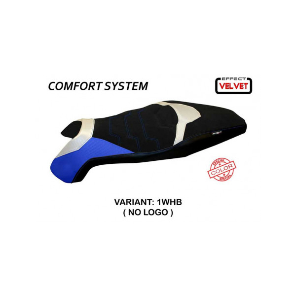 HOUSSE DE SELLE COMPATIBLE HONDA X-ADV (17-20) MODÈLE SWISS COLORIS SPÉCIAL VELV - Type : CONFORT, Couleur : BLANC BLEU, Logo : SANS LOGO