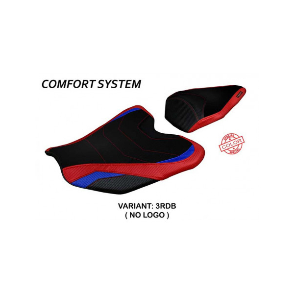 HOUSSE DE SELLE COMPATIBLE HONDA CBR 1000 RR-R FIREBLADE (20-22) MODÈLE PEDARA S - Logo : SANS LOGO, Couleur : ROUGE-BLEU, Type : CONFORT