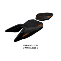 HOUSSE DE SELLE COMPATIBLE KTM 125 DUKE (17-22) MODÈLE MIRJE - Logo : AVEC LOGO, Couleur : NOIR, Type : CONFORT