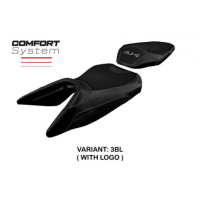 HOUSSE DE SELLE COMPATIBLE KTM 125 DUKE (17-22) MODÈLE MIRJE - Couleur : BLANC, Type : CONFORT, Logo : AVEC LOGO
