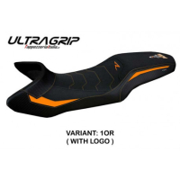 HOUSSE DE SELLE COMPATIBLE  KTM 1290 SUPER ADVENTURE R (21-22) MODÈLE NUBIA - Logo : AVEC LOGO, Couleur : BLEU, Type : ULTRAGRIP