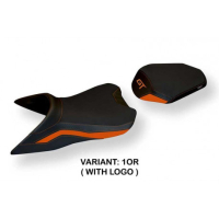 HOUSSE DE SELLE COMPATIBLE  KTM 1290 SUPER DUKE GT (19-22) MODÈLE OBAN 1 - Logo : AVEC LOGO, Couleur : GRIS GRIS, Type : STANDARD