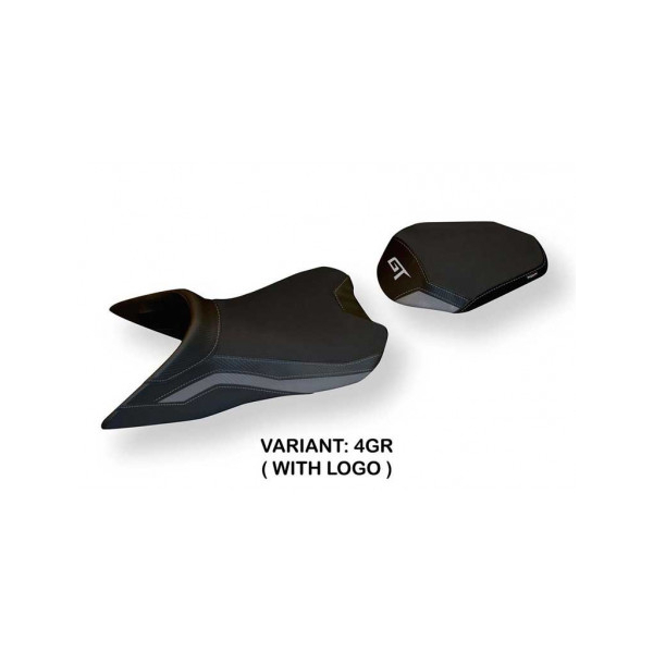 HOUSSE DE SELLE COMPATIBLE  KTM 1290 SUPER DUKE GT (19-22) MODÈLE OBAN 1 - Logo : AVEC LOGO, Couleur : BLANC, Type : STANDARD