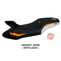 HOUSSE DE SELLE COMPATIBLE KTM 1290 SUPER ADVENTURE R (21-22) MODÈLE XITTA COLOR - Logo : AVEC LOGO, Couleur : ORANGE BLANC, Type : STANDARD 