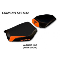 HOUSSE DE SELLE COMPATIBLE KTM 1290 SUPER DUKE R (20-22) MODÈLE GAYA - Couleur : ORANGE, Type : CONFORT, Logo : AVEC LOGO