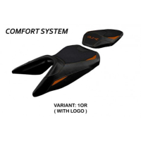 HOUSSE DE SELLE COMPATIBLE KTM 390 DUKE (17-22) MODÈLE HAITI - Logo : AVEC LOGO, Couleur : NOIR, Type : CONFORT