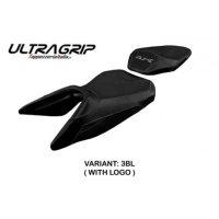 HOUSSE DE SELLE COMPATIBLE KTM 390 DUKE (17-22) MODÈLE HAITI - Type : CONFORT, Logo : AVEC LOGO, Couleur : ARGENT ORANGE