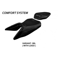 HOUSSE DE SELLE COMPATIBLE KTM 390 DUKE (17-22) MODÈLE HAITI - Logo : AVEC LOGO, Couleur : BLANC, Type : CONFORT 