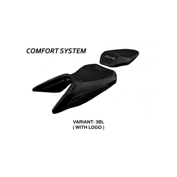 HOUSSE DE SELLE COMPATIBLE KTM 390 DUKE (17-22) MODÈLE HAITI - Logo : AVEC LOGO, Couleur : BLANC, Type : CONFORT