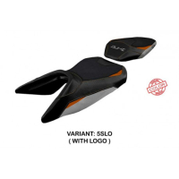 HOUSSE DE SELLE COMPATIBLE KTM 390 DUKE (17-22) MODÈLE HAITI - Logo : AVEC LOGO, Couleur : BLANC, Type : CONFORT