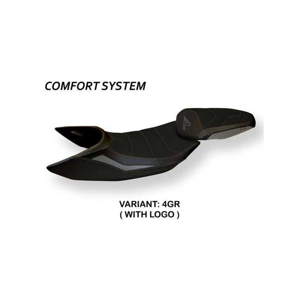 HOUSSE DE SELLE COMPATIBLE KTM 1290 SUPER DUKE R (14-19) MODÈLE JANNA 3 - Type : CONFORT, Logo : AVEC LOGO, Couleur : GRIS GRIS